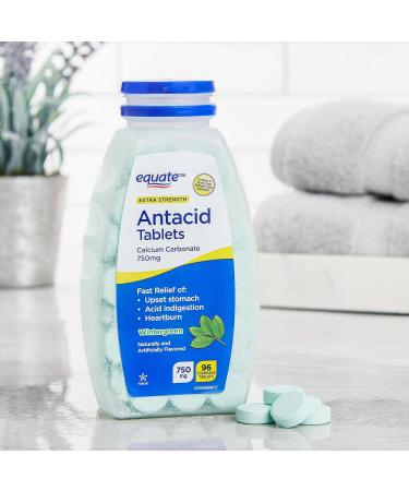 Ravazzi Equate Extra Strength Antacid Chewable Wintergreen Tablets Over The Counter 750 mg 96 Ct - Buy Online on GoSupps.com
