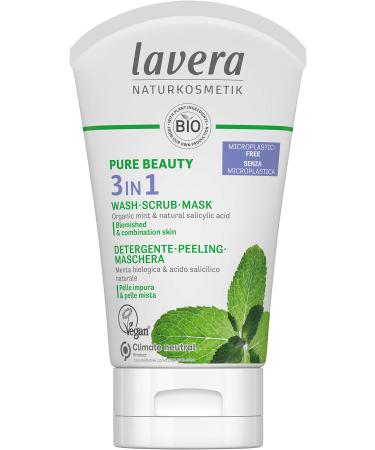 Lavera Pure Beauty 3-in-1 washing peeling mask-organic mint and natural salicylic acid-vegan-natural cosmetics-fight contaminants-125 ml