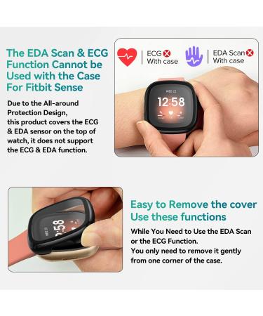 4 Pack iVoler Screen Protector Tempered Glass & Hard PC Bumper Cover for Fitbit Sense/Versa 3 - Full Coverage Protective Case in Black - Buy Online on GoSupps.com