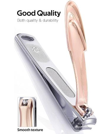 Rose Gold Nail Clippers Set - Sharp Stainless Steel Fingernail and Toenail Cutter for Women - 2 Pcs (Style 2) - Buy Online on GoSupps.com