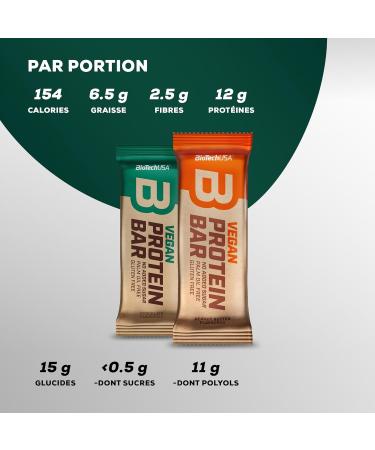 BioTechUSA Vegan Protein Bar Lactose and Gluten Free Protein Bar Vegetable Protein with Delicious Chocolate Icing and No Added Sugars 20 x 50 g Hazelnut Butter - Buy Online on GoSupps.com