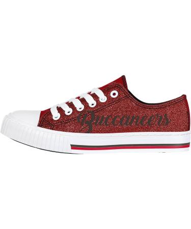 FOCO Tampa Bay Buccaneers Women's NFL Team Logo Low Top Canvas Sneakers - Size 9, Glitter Accent - Buy Online on GoSupps.com