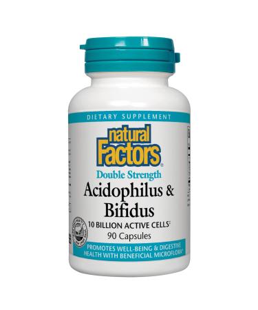 Natural Factors Acidophilus & Bifidus Double Strength 10 Billion Active Cells 90 Capsules