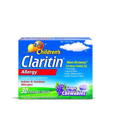 Claritin Children's Chewable Tablet Grape 30 Ea