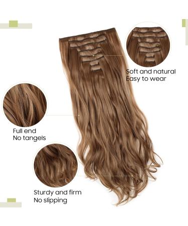 S-noilite 17-26 Inches 8pcs Long Full Head Clip In Hair Extensions - Light Brown 17 Inches Curly - 60 Colour Options | Sexy Lady Fashion Choice - Buy Online on GoSupps.com