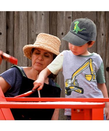 Boys' Skull Dinosaur Hat | Washed Vintage Embroidered Baseball Cap | Cute Funny Dinosaur - Black - Buy Online on GoSupps.com