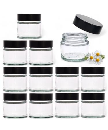 Clear Glass Ointment Jar with Airtight Black Urea Lid - Perfect for Balms Creams Lotions and More (12 15ml) 12 15ml