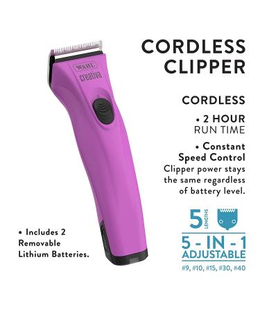 Wahl Creativa Cordless Pet Clipper with 5-in-1 Blade - Berry (#41876-0431) - Buy Online on GoSupps.com