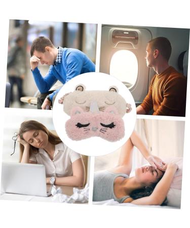 Healeved 2pcs Cat Eye Mask Set - Satin Sleep Eye Blindfolds for Nap, Cartoon Design, Polyester Material - White - Buy Online on GoSupps.com