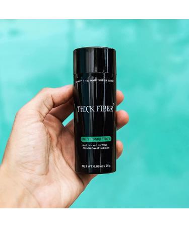 THICK FIBER Hair Building Fibers for Thinning Hair & Bald Spots (BLACK) - 25g Bottle - Instantly Conceals Hair Loss - Men & Women - 0.88oz - Buy Online on GoSupps.com