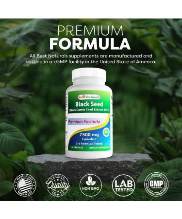 Best Naturals Black Seed (Black Cumin Seed Extract 10:1) 750 mg Per Serving- 120 Capsules - Buy Online on GoSupps.com