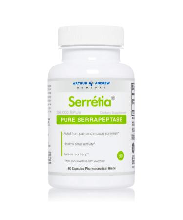 Arthur Andrew Medical Serretia Serrapeptase Formula for Muscle and Sinus Support 60 Capsules 60 Count (Pack of 1)