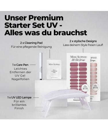 Original Miss Sophie UV Starter Set - Self-Adhesive Nail Foils in Rosewood Love & Iced Coffee | No Splinters Long-Lasting & Easy Application - Buy Online on GoSupps.com