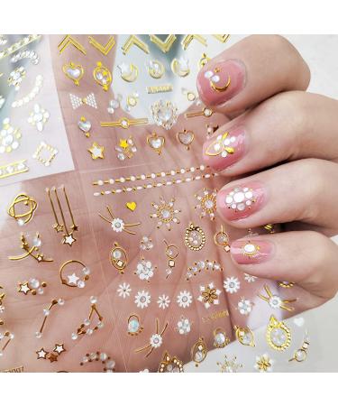 FUTVART Nail Art Stickers 3D Diamond Design Luxury Nail Decals Self Adhesive Nail Design Stickers Nail Decorations for Nail Art with Tweezers (10 Sheets) Stickers 4
