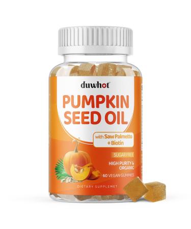 Pumpkin Seed Oil Gummies Organic Pumpkin Seed Oil Supplements with Saw Palmetto Biotin for Skin & Hair Growth Cold Pressed Pumpkin Seed Extract with Stinging Nettle for Prostate Health Vegan 60