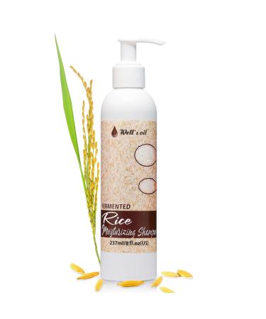 Well's Oil Fermented Rice Water Shampoo (8 Fl Oz) - For Hair Growth and Scalp Care | Thickening Nourishing & Strengthening | With Natural Essential Oils