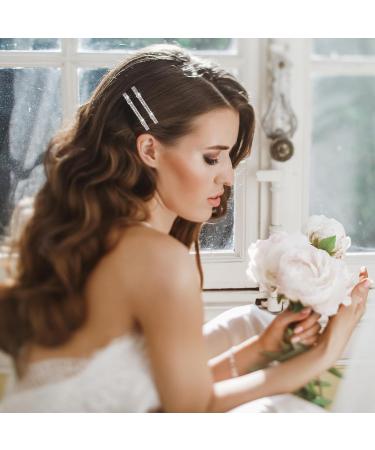 Sparkly Rhinestone Hair Clips Set - 4 Pcs Small Silver Barrettes for Women and Girls - Crystal Hair Accessories for Ponytail and Side Clips - Buy Online on GoSupps.com