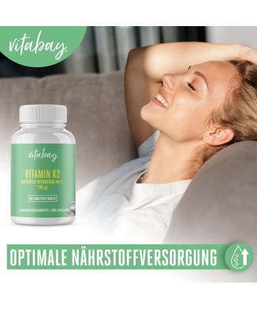 Buy Vitabay Vitamin K2 200 g - Vegan MK7 Tablets | 365 High Dose All-Trans K2 | Premium Quality Vitamin K2 Supplement for Optimal Health - Buy Online on GoSupps.com