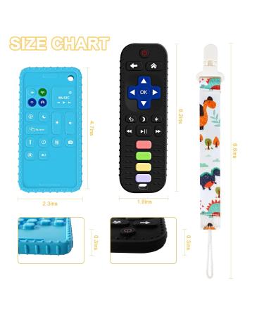 HHMY 3 Pack Baby Teething Toys - Silicone Chew Teether Set for Babies 0-36 Months | Remote + Phone Shape Teether | Infant Boys Girls Gift - Buy Online on GoSupps.com