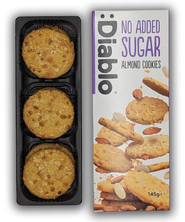 Diablo Almond Cookies | No Sugar Added | Sweetened with Maltitol | Gourmet Treats | 145g ((Pack Of 3)) ( Pack Of 3 ) - Buy Online on GoSupps.com