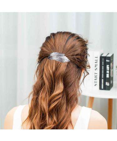 A llereyae Vintage Leaf Hair Clip Barrette - Minimalist Silver Alloy for Women and Girls - Buy Online on GoSupps.com