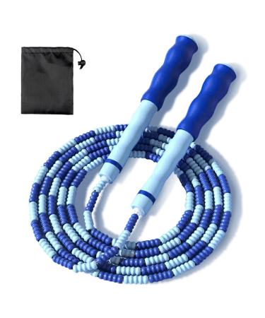 GWAWG Beaded Jump Rope Skipping Rope Tangle-Free 2.8M Adjustable Length Blue for Children and Adults