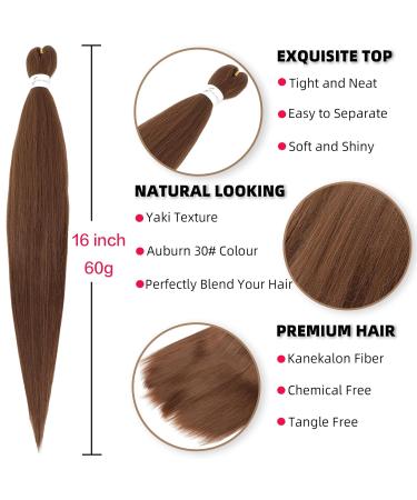 Xusuperb 16-Inch Short Pre-Stretched Braiding Hair - Color 30 Kanekalon Extensions | 6 Packs Yaki-Textured Soft Braids - Buy Online on GoSupps.com