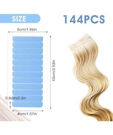 144Pcs Double Sided Adhesive Hair Extension Tape Tabs - Waterproof Wig Replacement Tapes - Blue Beauty Tools - Buy Online on GoSupps.com