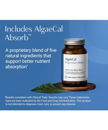 AlgaeCal Magnesium Relax - Chelated Magnesium with Ashwagandha for Sleep & Occasional Anxiety - Glycinate Malate Citrate - Sleep Mood & Cortisol Support (60 Caps - 1 Month Supply) 60 Count (Pack of 1) - Buy Online on GoSupps.com