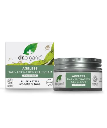 Dr Organic Ageless Daily Hydration Gel Cream with Organic Seaweed Moisturising Fine Lines Wrinkles Natural Vegan Cruelty-Free Paraben & SLS-Free Recycled&Recyclable Certified Organic 50ml