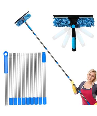 Window Cleaning Kit Window Squeegee Cleaner Tool with 10-Section Extension Pole 2-in-1 Rotatable Window Squeegee Telescopic Pole for Home Car Glass Window Cleaning Kit Squeegee Window Squee