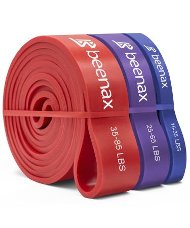 Beenax Resistance Bands Pull Up Assist Bands Set - Thick Heavy Different Levels Workout Exercise Bands for CrossFit Powerlifting Muscle and Strength Training Stretching Mobility Yoga - Men Women Set of 3 (15-85 LBS)