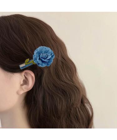 Muloo Woman Denim-Hairpin Flower Girls Blue Jeans Hair Clip Lady Hairgrips Fashion HairPin Thin Hair Accessory Girl Teen Decor - Buy Online on GoSupps.com