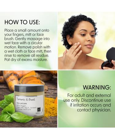 Turmeric & Basil Face Polish - Exfoliating Wash for Acne & Dry Skin - Gentle Vegan Moisturizer - 5 oz - Buy Online on GoSupps.com