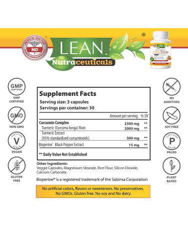 Turmeric Curcumin with Bioperine 2300mg - Joint, Liver, Heart & Digestion Support - 90 Capsules - Buy Online on GoSupps.com