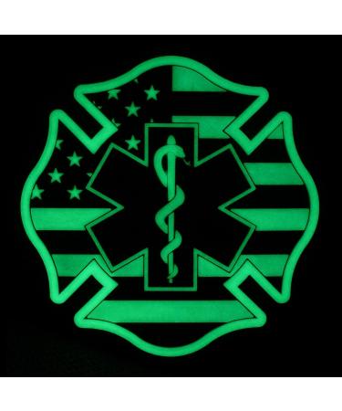 HWTONG LEGEEON Glow Dark EMS EMT Firefighter American Flag Patch - USA Rescue Paramedic Medic Morale PVC - Buy Online on GoSupps.com