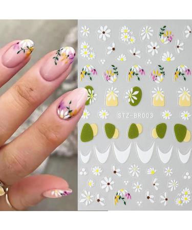 JMEOWIO 6 Sheets Flower Nail Art Stickers Decals Self-Adhesive Daisy Spring Summer Colorful Floral Nail Supplies Nail Art Design Decoration Accessories - Buy Online on GoSupps.com
