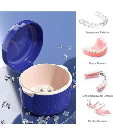 Denture Case Denture Cup for Soaking Dentures Denture Bath Box with Rinsing Basket Portable False Teeth Storage Containers Thorough Cleaning of Dentures Retainer Clear Braces (Blue) - Buy Online on GoSupps.com