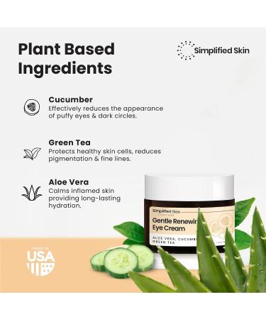 Simplified Skin Anti-Aging Eye Cream | Dark Circles, Wrinkles, Bags & Puffiness Treatment | Vitamin C, Hyaluronic Acid, Green Tea & Rosehip Oil | 1.7oz - Buy Online on GoSupps.com