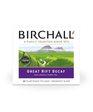 Birchall Great Rift Decaf Blend Tea Bags English Breakfast Tea Bursting with Full Flavour Perfect Vegan Gifts 80 Plant-Based Everyday Tea Bags 80 Count (Pack of 1)