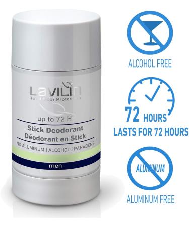 Lavilin Underarm Deodorant Stick for Men - Up to 72-Hour Protection The Best Different Way to Prevent Unpleasant Odors - Alcohol-Free Paraben-Free and Aluminum-Free - Buy Online on GoSupps.com