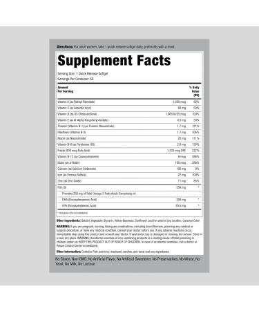Prenatal Vitamins for Women with DHA and Iron | 60 Softgels | Multivitamin Supplement | Non-GMO & Gluten Free - Buy Online on GoSupps.com