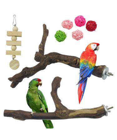 Allazon 4 pieces of birds natural wood seat rods natural grape stick Beltbags for birds birds toys bird parrot swing toys (styel 4) style 2