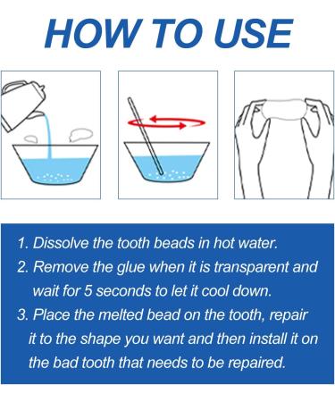 Temporary Tooth Repair & Moldable Dentures | Thermal Adhesive Beads for Missing Teeth - Provisional Fake Tooth Veneer (2 Pieces) - Buy Online on GoSupps.com