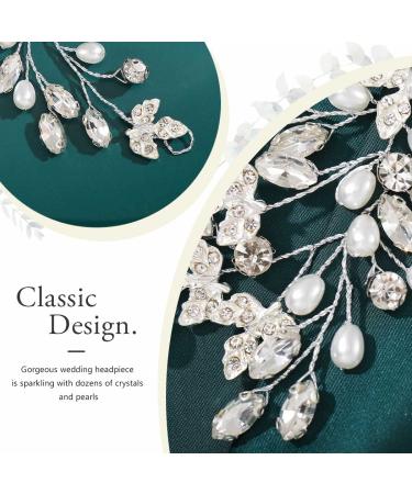 Unicra Crystal Bridal Hair Vine | Silver Wedding Hair Accessories & Pearl Headband for Brides & Bridesmaids - Buy Online on GoSupps.com