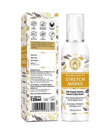 Mom & World Massage Lotion for Stretch Marks 120ml - Organic Olivates Kokum & Shea Butter - Best Stretch Mark Cream for Moms - Buy Online on GoSupps.com