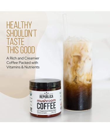 La Republica Organic Mushroom Coffee (30 Servings) with 7 Superfood Mushrooms - Arabica Instant Coffee with Lion's Mane, Reishi, Chaga, and More - Buy Online on GoSupps.com