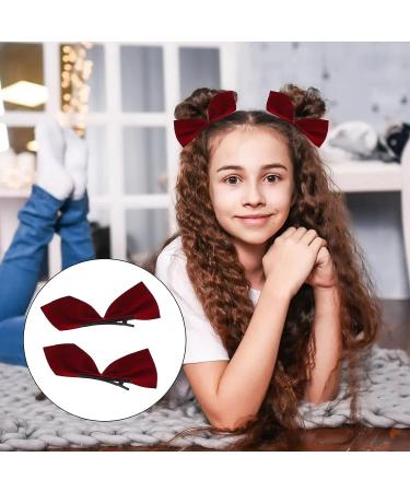 Velvet Hair Bow Clips Set - 4 Pairs | Korean Style Cute Kawaii Accessories for Girls & Women | Ideal for Daily & Special Occasions - Buy Online on GoSupps.com