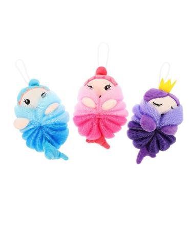 3pcs Bath Ball Bath Sponges for Shower Sponge Balls Loufas Shower Loofah Luffa Sponges Bath Pouf Scrubber Balls Mesh Esponja para Ba arse Body Scrubber Cushion Baby Cute