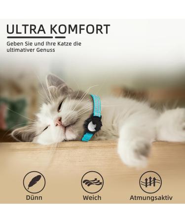 Reflective GPS Cat Neck Band with Apple AirTag | Airtag Cat Collar for Boys & Girls - Blue - Buy Online on GoSupps.com
